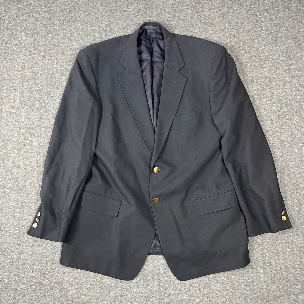 Vintage Monsieur by Givenchy Sport Coat Men 46R Navy Blue Wool Gold Button USA